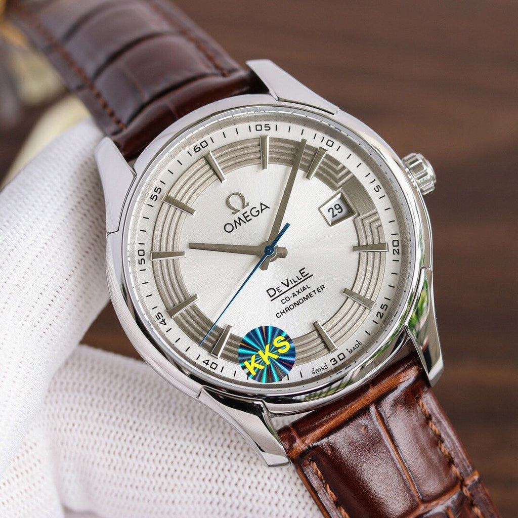 DE VILLE HOUR VISION 41MM STEEL CASE LEATHER STRAP